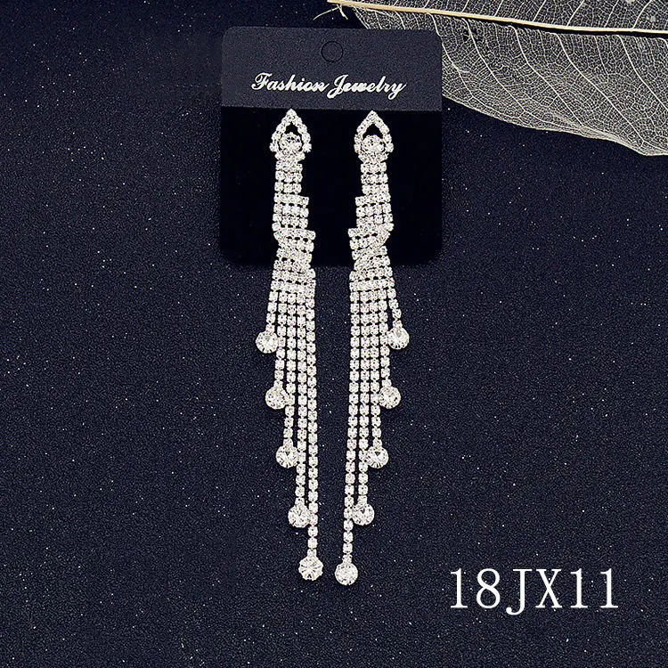 Wholesale/Supplier Fashion Alloy Rhinestone Chain Tassel Earrings Jewelry Gifts