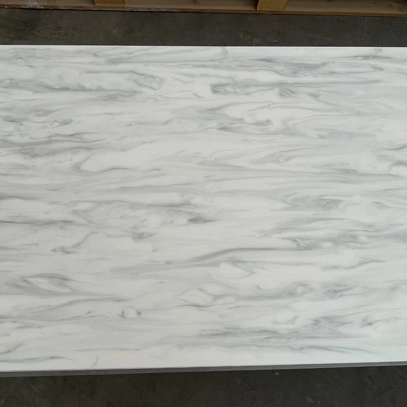 Cloudy Veining Grey Resin Acrylic Use as Kitchen Countertop Solid Surface Sheet