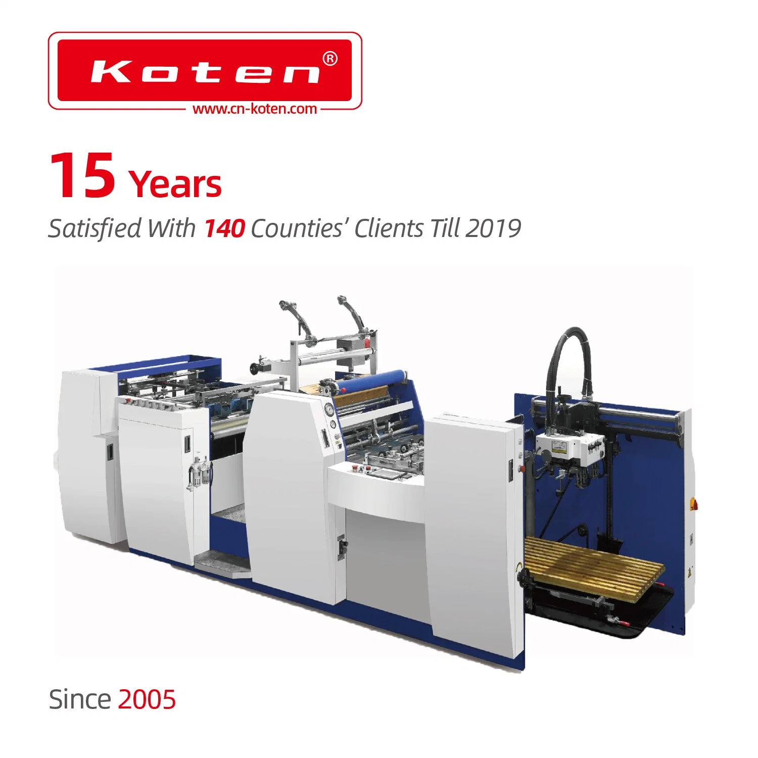 One Year Pre-Coating Koten by Strong Wooden Case. Water Base Hot Laminating Machine