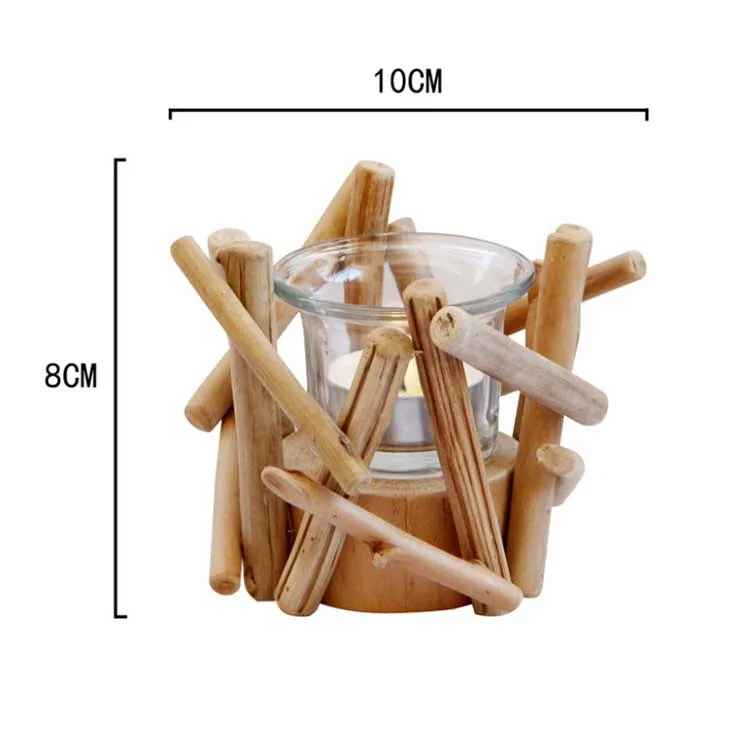 Factory Customize Wooden Tealight Christmas Candlestick Decoration Candle Holder Wooden Craft Candlestick