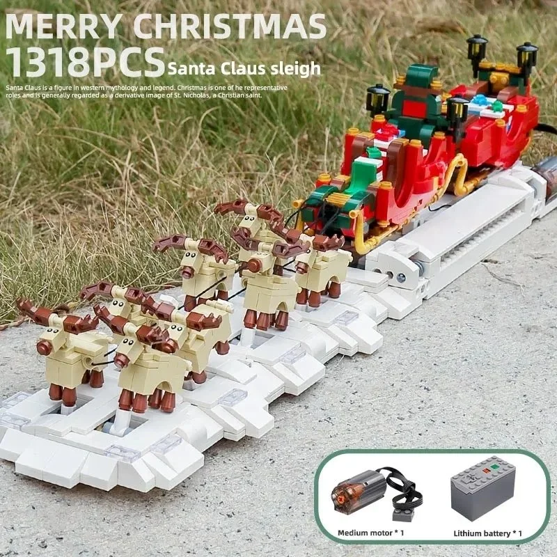 1318 PCS Merry Natal Santa Claus Sleigh bloco de construção put Juntos interessantes brinquedos educativos Kids brinquedos de Natal Sleigh Bricks