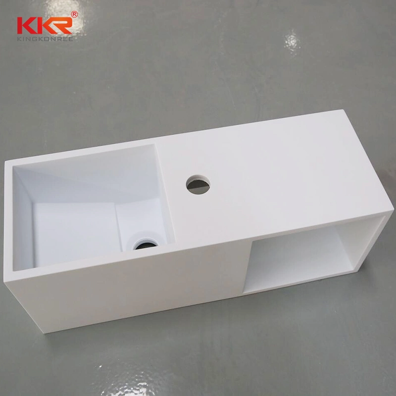 El cuarto de baño Superficie sólida piedra rectángulo Wall-Mounted lavabo armario superior