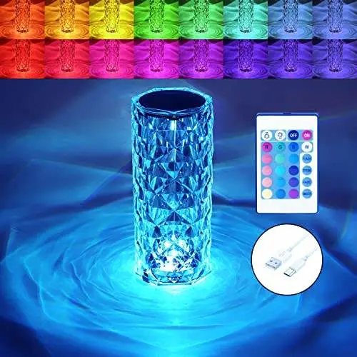 Helius 16 Color Changing RGB Touch Rechargeable LED Crystal Night Table Lamp