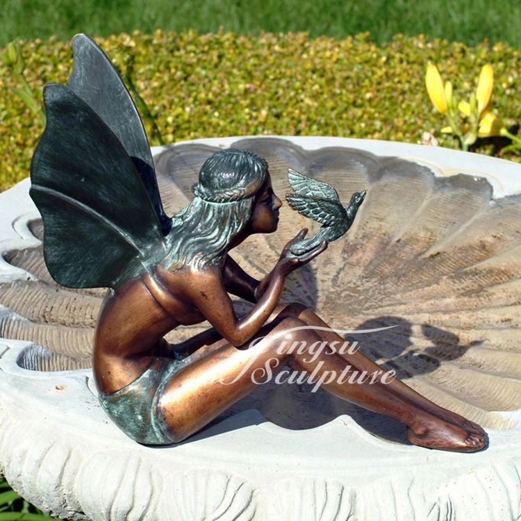 Escultura personalizada de bronce Angel Wings Estatua de Arte Metal para exteriores Decoración