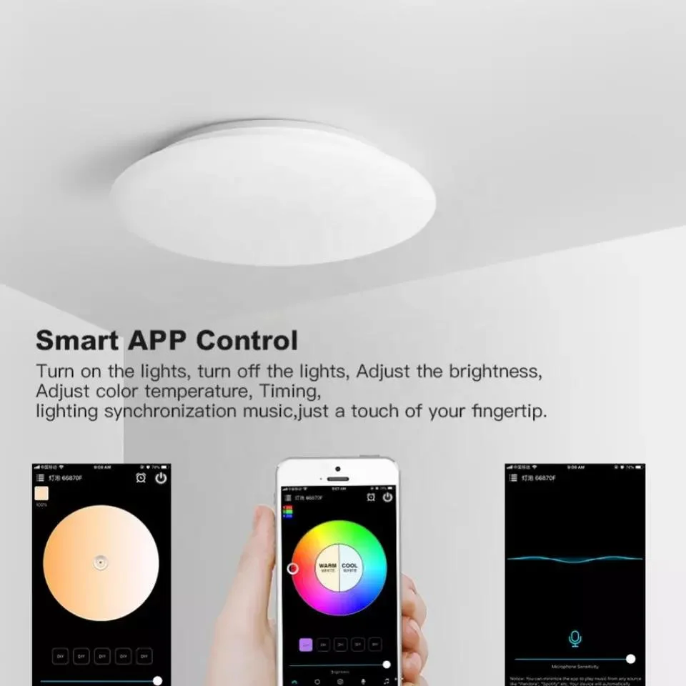 Home Smart Tuya WiFi Amazon Alexa Voice Control Modern LED Ceiling Light Intelligent Dimmable CCT Decorative Ceiling Lamp