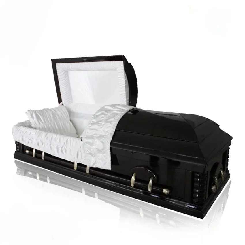 Hot Sale American Style Customized Veneer MDF Wooden Funeral Coffin Casket with Handle for Adult OEM