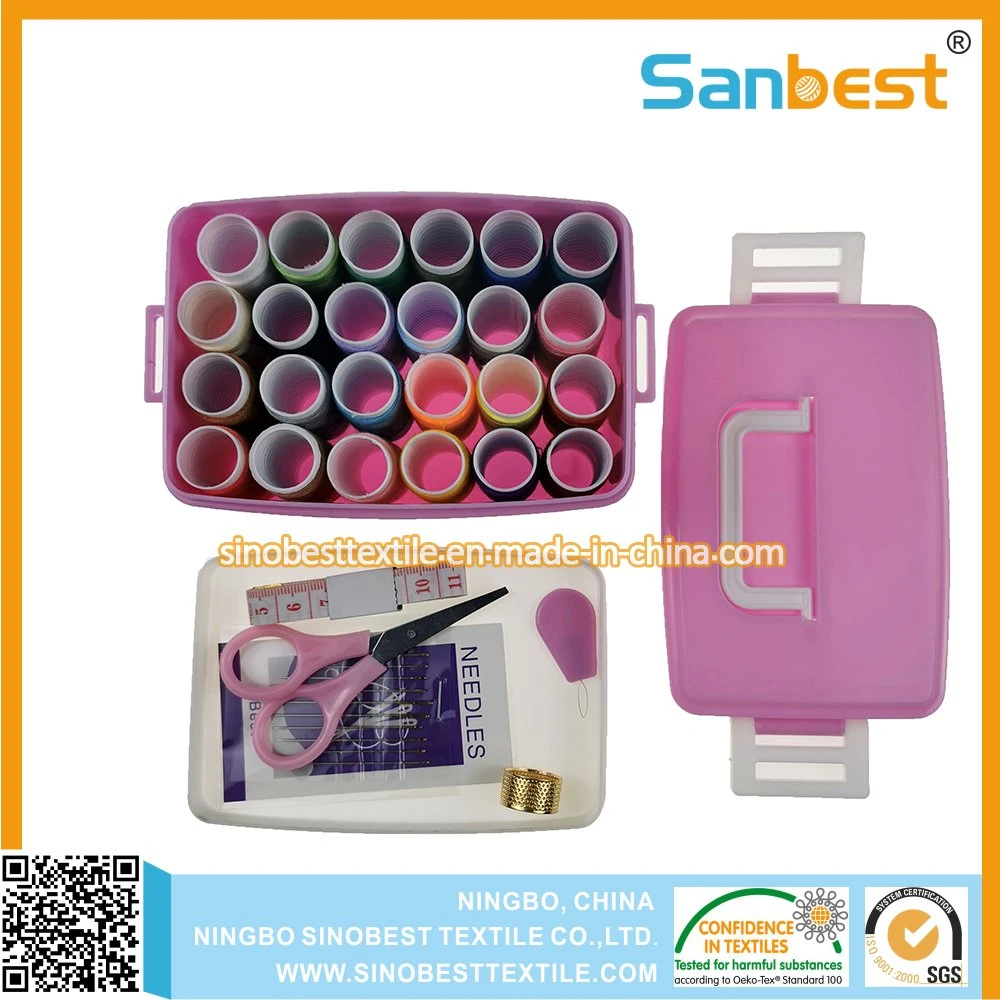 Hot Sale Sewing Set/ Sewing Kit with Pink Plastic Box for Supermarket