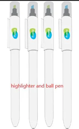 Plastic Ballpoint Pen with Highlighter for Promotional Gift