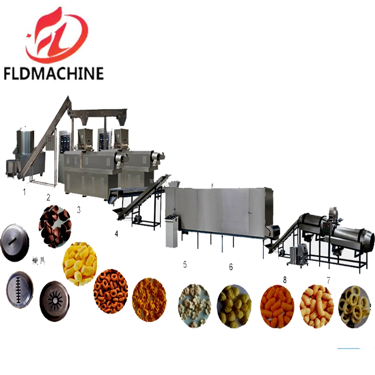 Automatic Expanded Double Screws Crispy Leisure Food Extruder Machinery