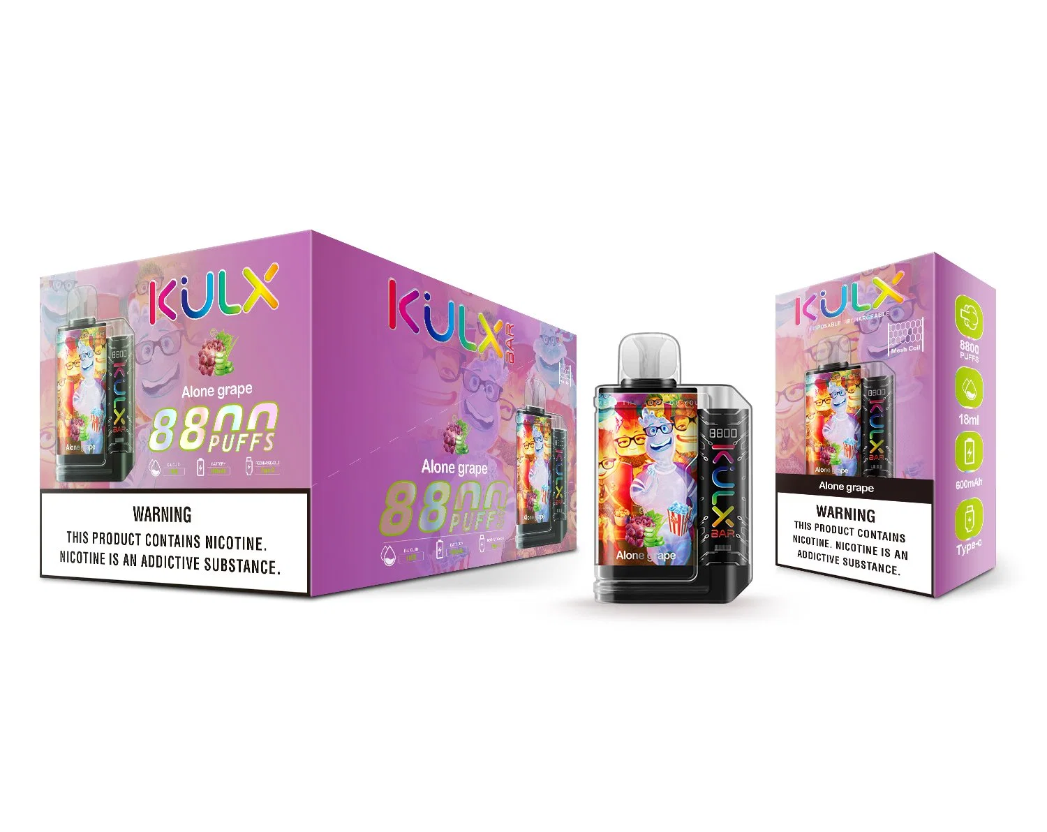 Échantillon gratuit Kulx 8800 puffs 0% 2% 5% mesh de nicotine Antenne Crystal Box Bar Puff Crystal Vape