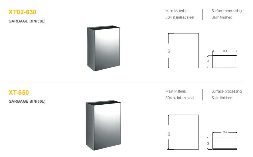 Großer Verkauf Bad-Accessoires Edelstahl Wand-Abfalleimer / Mülleimer Montiert