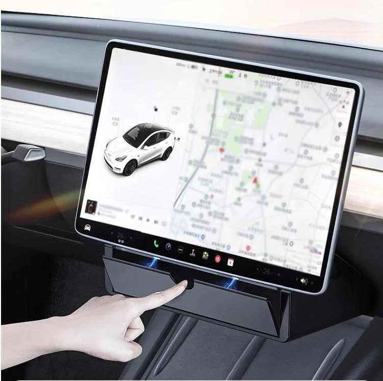 Newest Under-Screen Storage Box for Tesla Model Y/3 Car Interior Accessories Car Organizer Navigation Under-Screen Storage Organizer Tray