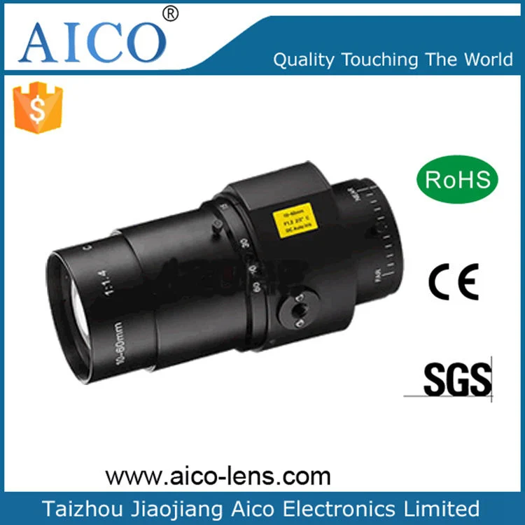 2/3" Image Format Aperture No 1.4 F1.4 DC Auto Iris 10-60mm C Mount Varifocal 6X Zoom CCTV IR Lenses Lens for Industrial Vision System