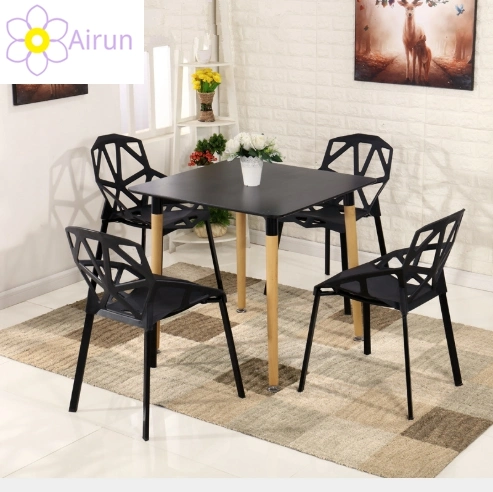 Modern Nordic Top Selling Square Wooden Dining Table with Wood Legs