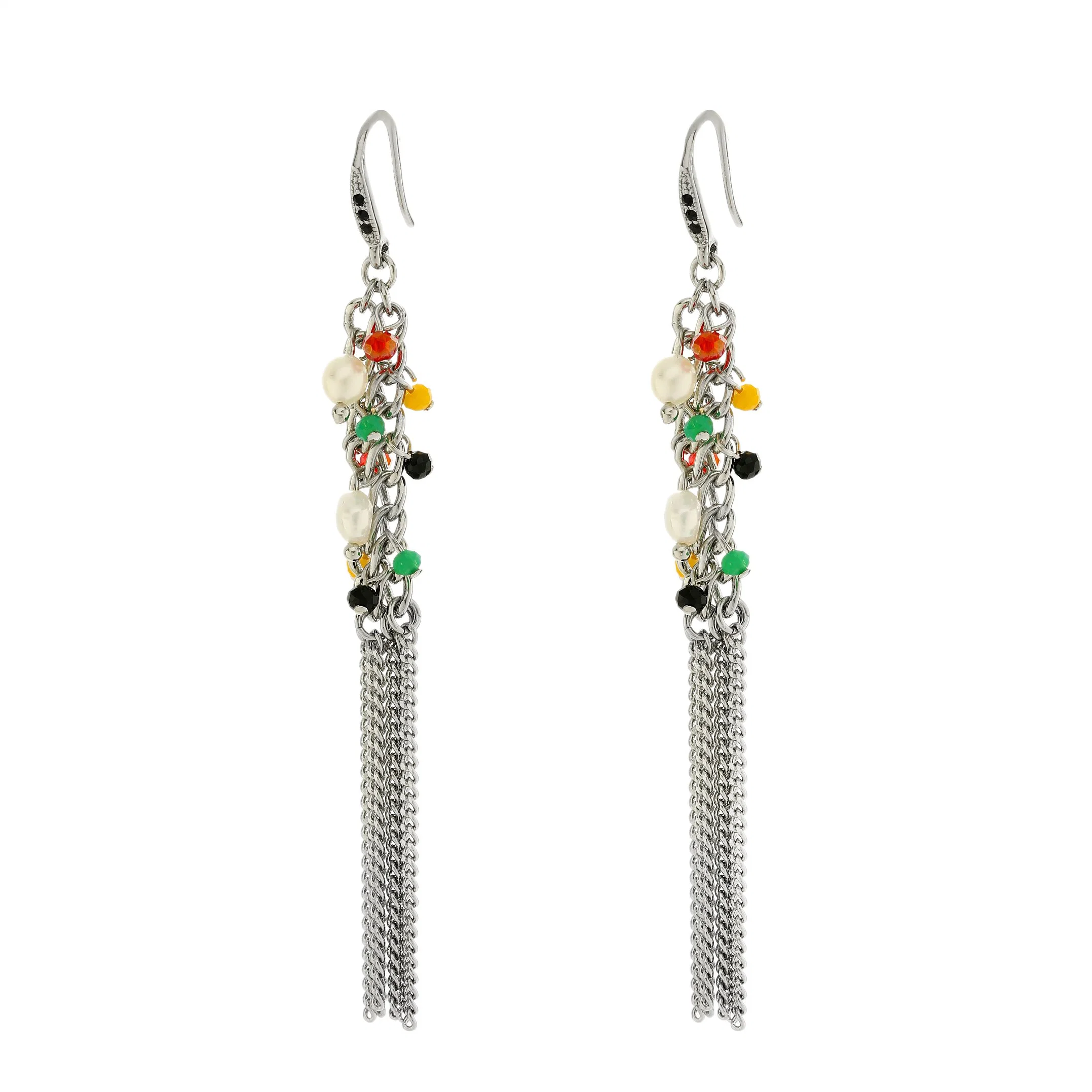 Fashion Girl Tassel Earring Personality Long Tassel Chain Women Colorful Earrings Jewelry Accessories