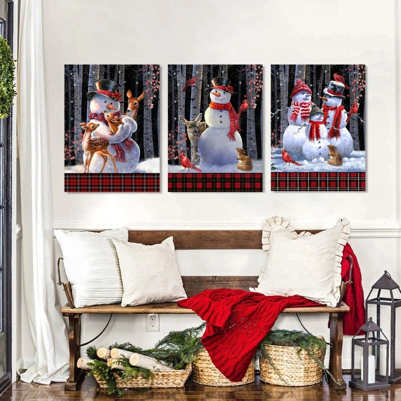 24X36 Inch Holiday Home Decorative Winter Scene Painting Lighted LED Lights Christmas Canvas Print