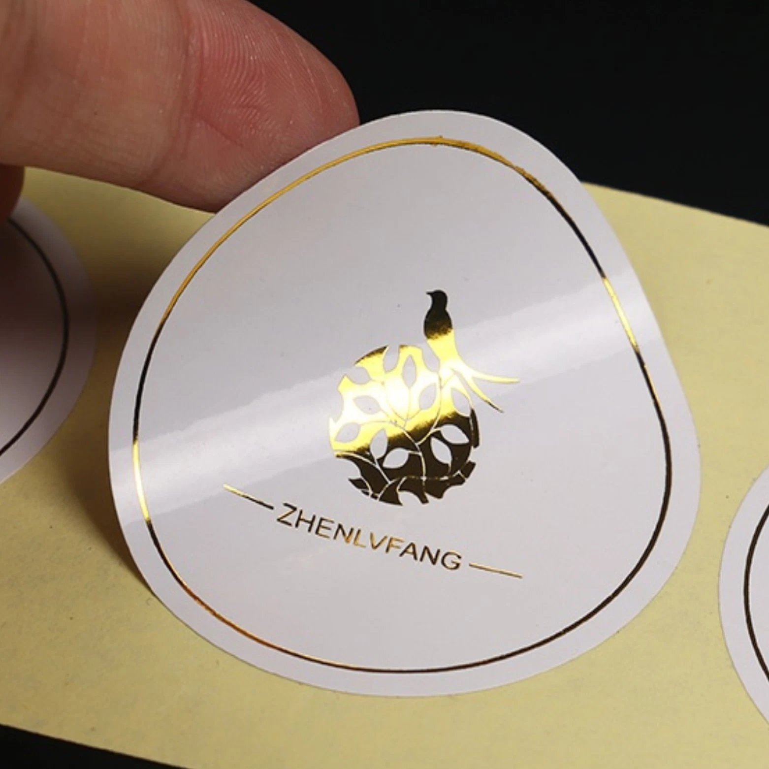 Plastic Transparent Self-Adhesive Sticker Hot Gold Label