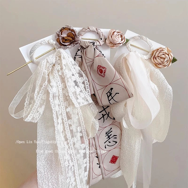 Flower Hairpin Forest Super Immortal Hairpin Scarf Headwear