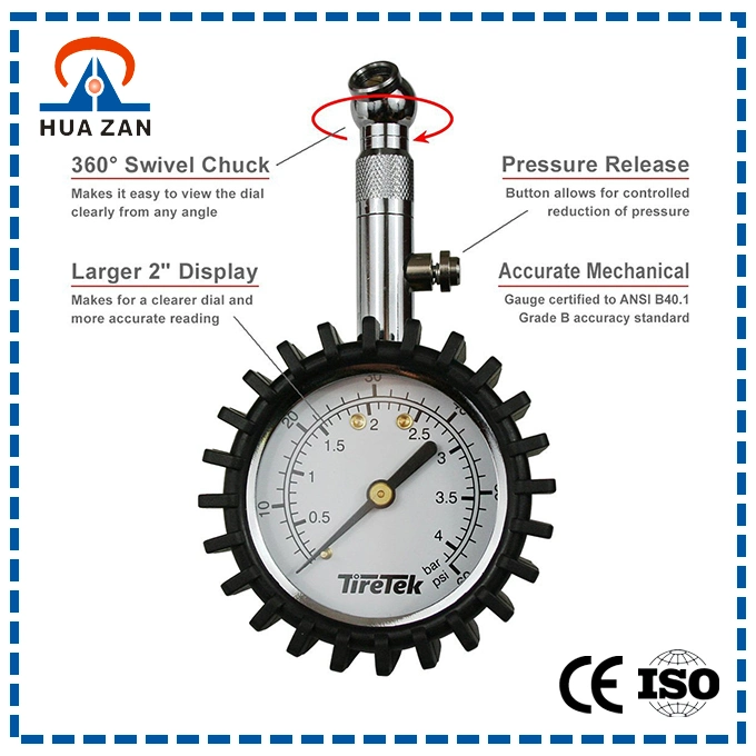 Tire Gauge Wholesale/Supplier 2.5 Inches Booted Tire Pressure Gauge