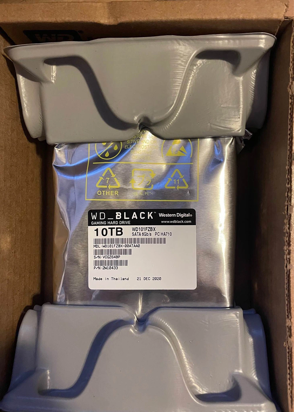 Disco duro negro Western Digital 10TB SATA de 7200 rpm Disco duro 6Gb/S 256m (WD101FZBX) WD SSD/HDD