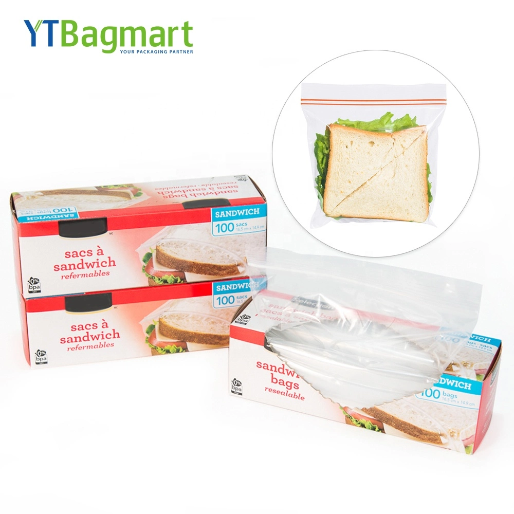 Ytbagmart Custom Printed transparent LDPE Double Zipper Bag Freezer almacenamiento Bolsas de plástico con cierre de cremallera