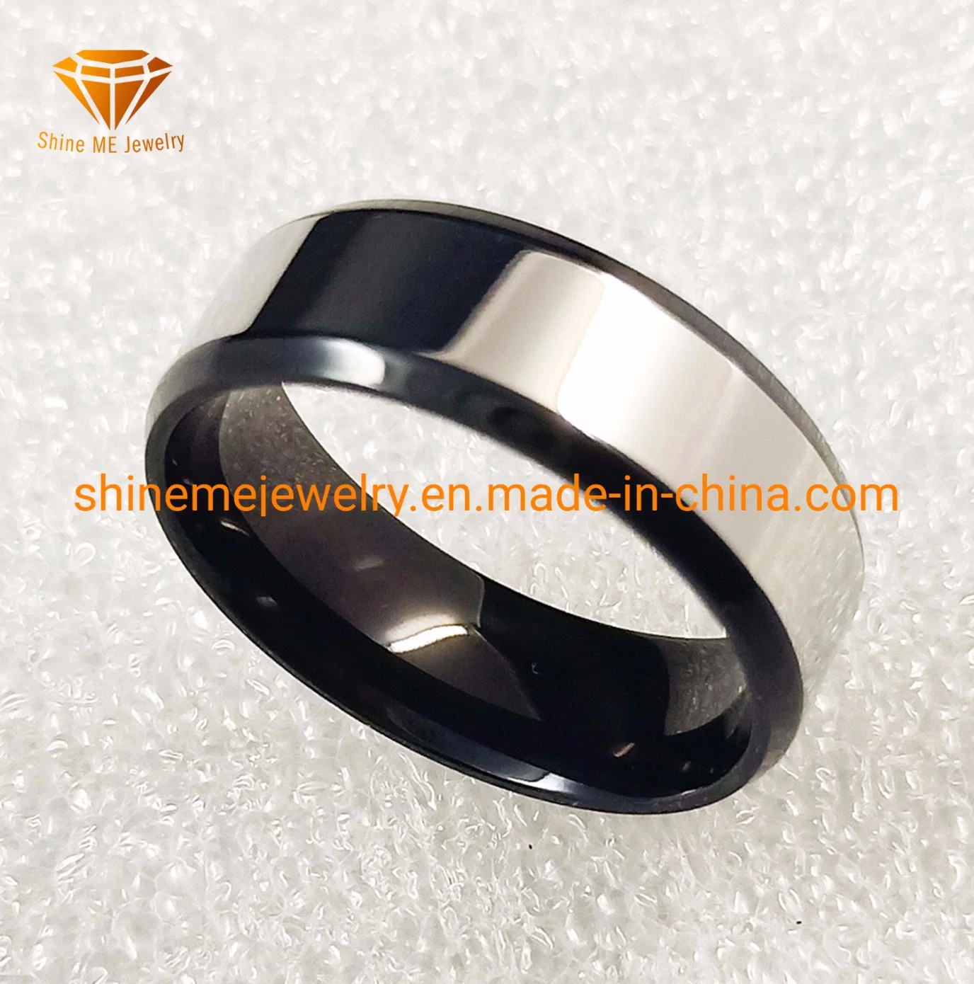 Fashion Polished Silver Surface and Black Bottom Stainless Steel Ring Body Jewelry SSR1968