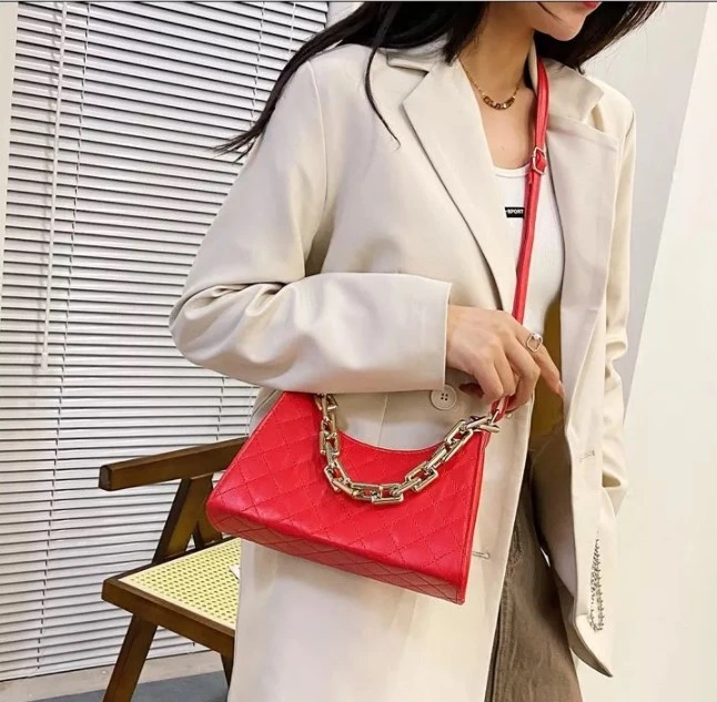 Lattice New Design Replica Elegant Chain PU Leather Bag Women Hand Bags Luxury 2022