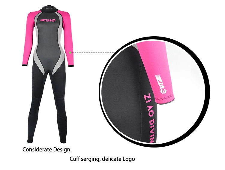 La mujer traje de neopreno 3mm tutor plena trajes de buceo Surf nadar Long Sleeve mantenga caliente Back Zip para deportes de agua