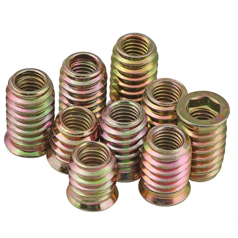 Manufacture Zinc Alloy Wood Insert Nut Flanged Hex Drive Head Furniture Nuts Hex Socket Drive Threaded Insert Nuts