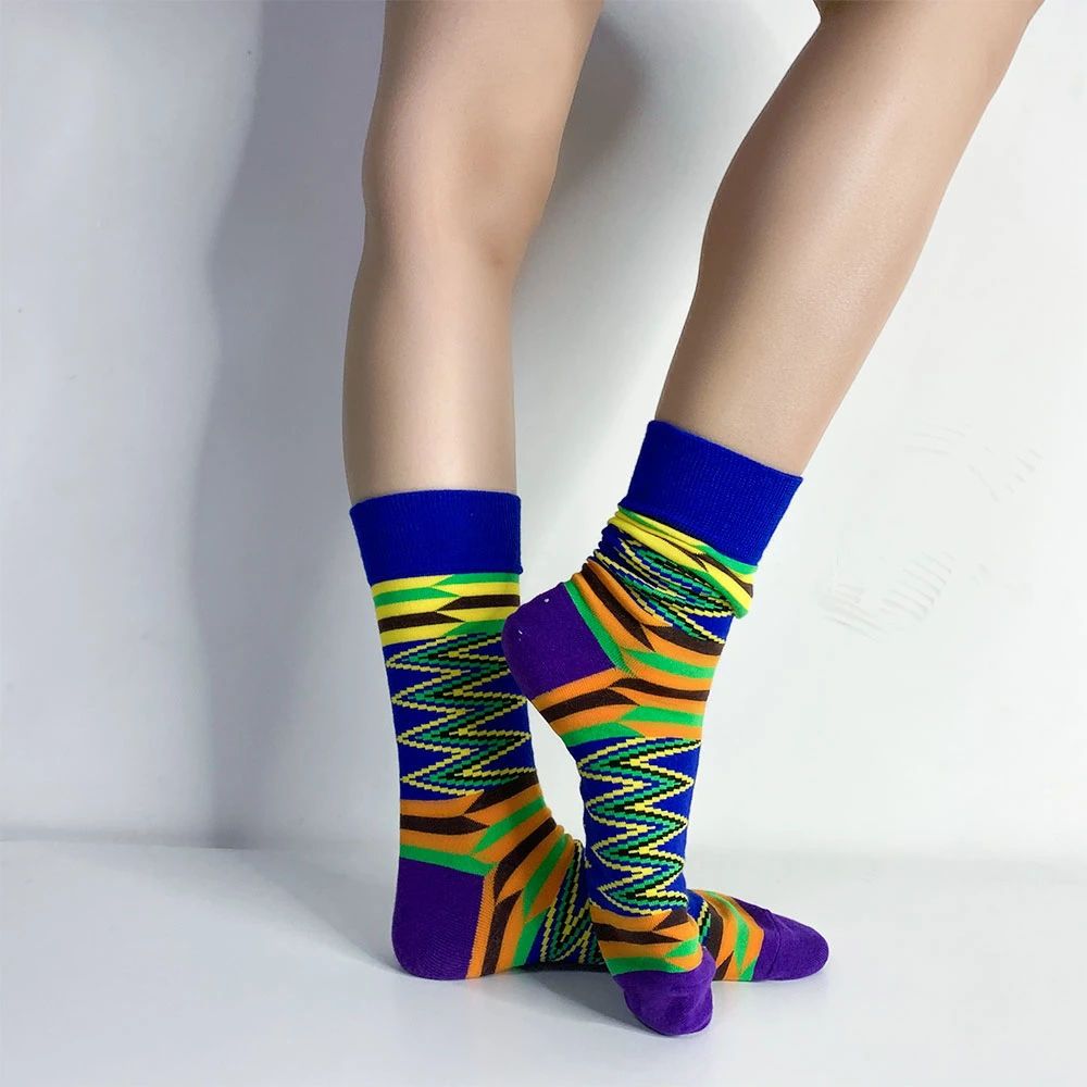 Latest African Prints Kente Pattern Fashionable Unisex Long Socks