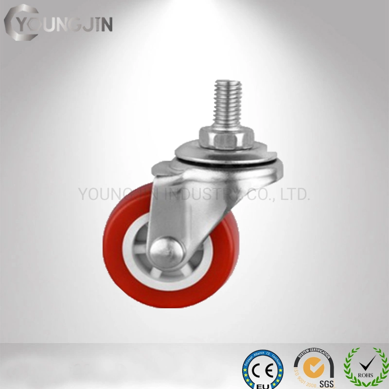 Light Duty Red PVC Threaded Stem Swivel Caster Wheel