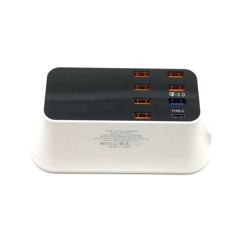 Hot Sell Multifunktions 6 USB-Ports QC3,0 Typ-C Schnellladung LED-Display USB-Ladegerät für Mobiltelefon