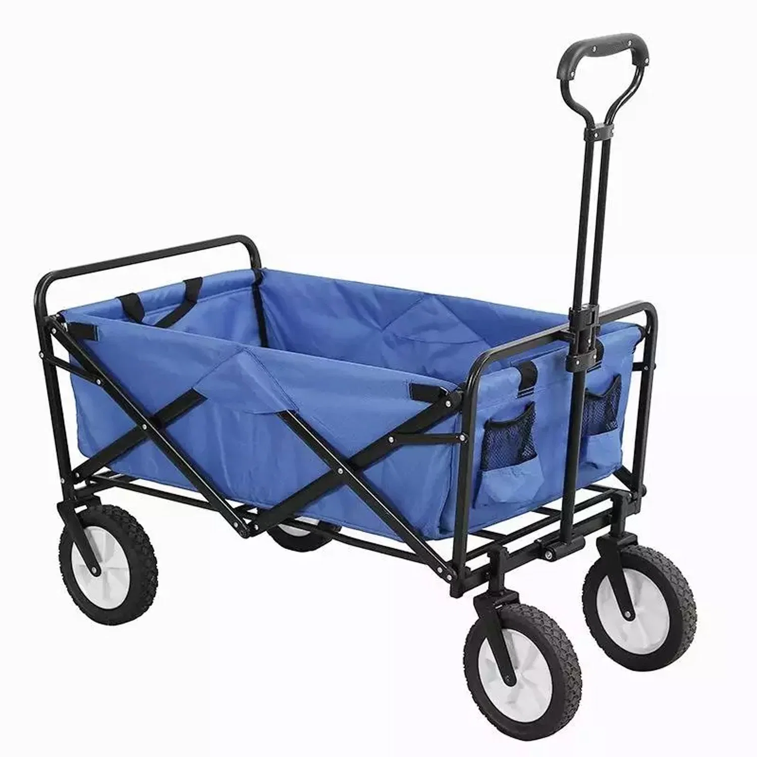 Portable Outdoor Beach Wagon Cheap Tool Carts 4 Wheel Folding Garden Tool Cart with Storage Basket