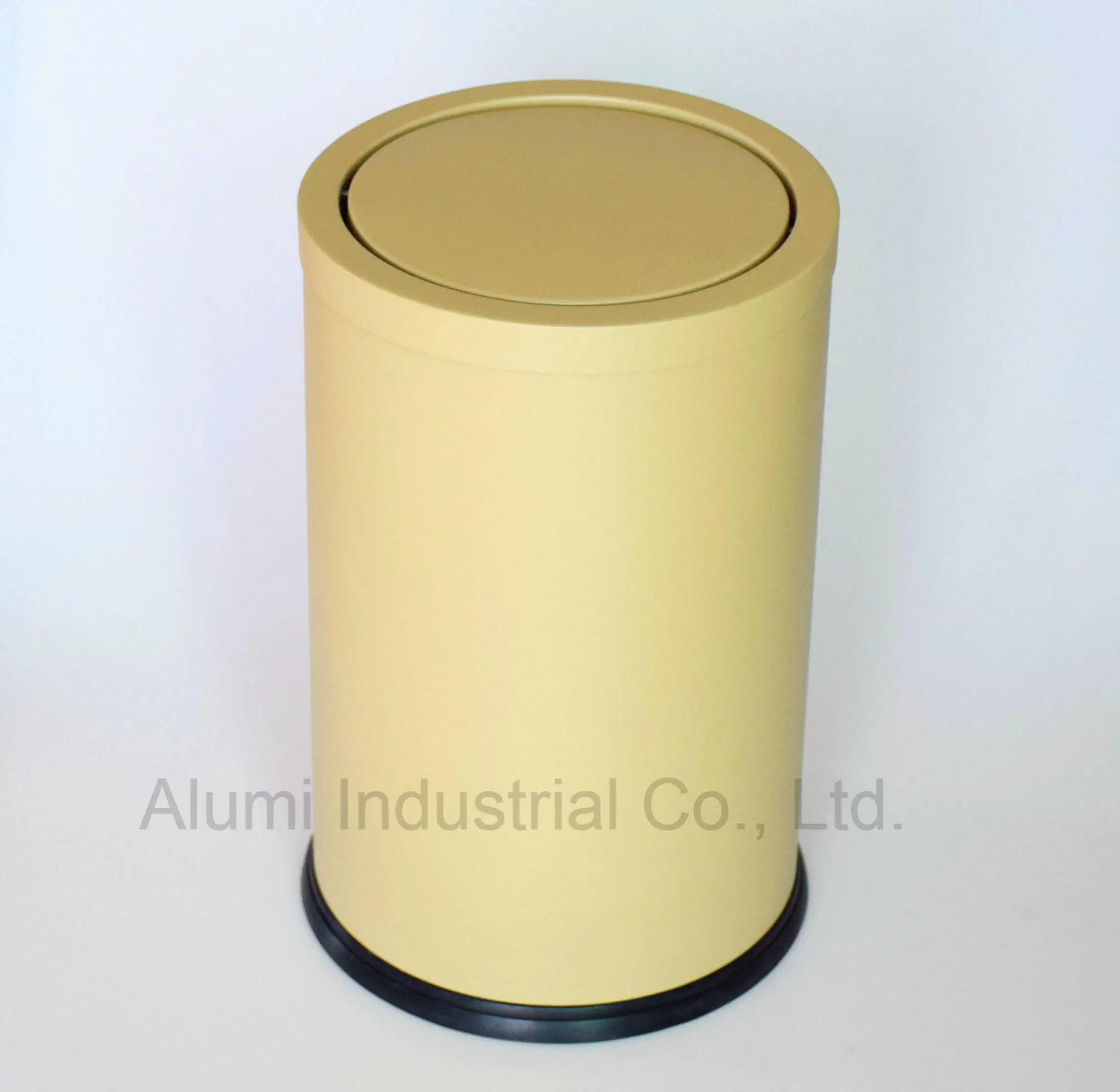 Beige Waste Bin with Swing Lid for Guest Room