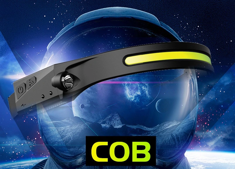 مصباح رأس LED قابل لإعادة الشحن عبر USB بتقنية COB للجري والتسلق والقراءة والتخييم