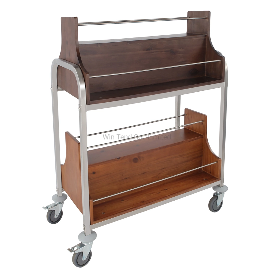 Separated Style Wooden Wine Storage Rack Cart with 2-Tiers