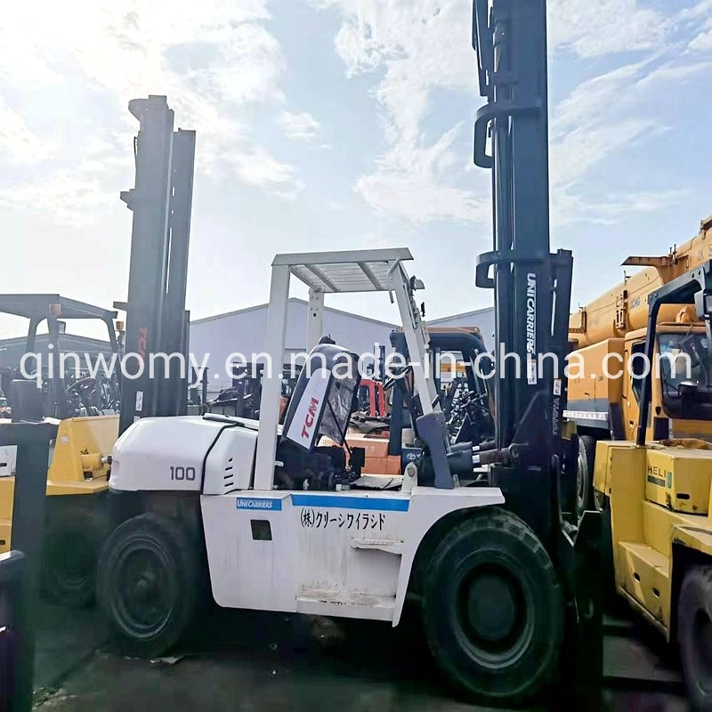 4meters Mast Height 6neters Lift Height Used Tcm Fd100 Diesel Forklift Isuzu 6GB1 Engine