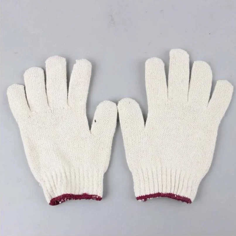 Guantes de trabajo de seguridad de punto de algodón blanco natural de alta calidad