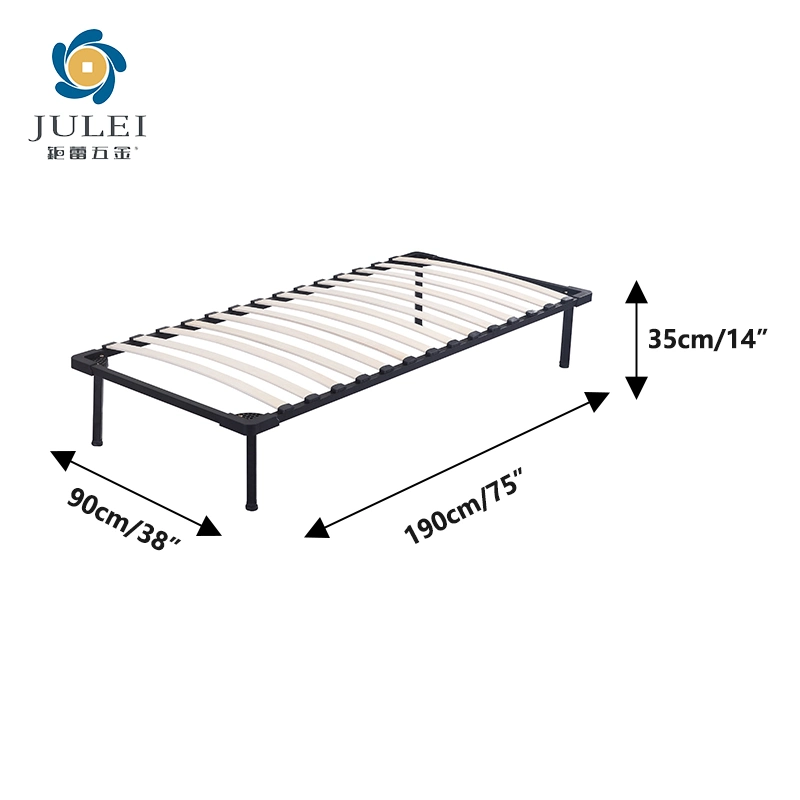 Factory Full Size Bed Frame Metal Bed Frame Wood with Poplar Slat