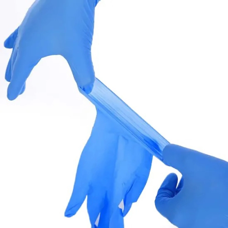 Guantes quirúrgicos desechables azul guantes de nitrilo sin polvo guantes médicos