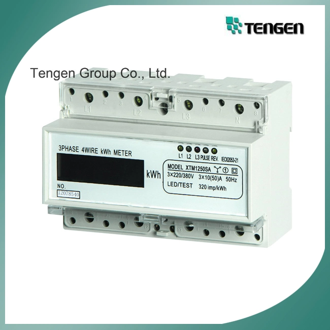 DIN-Rail Mount Three Phase Electronic Multi-Rate Kilowatt Meter (RS485/Modbus/ Infrared Communication)