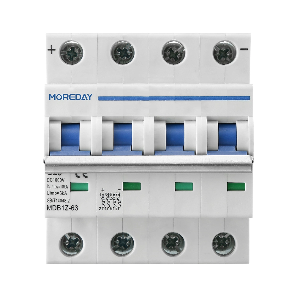 Moreday Non Polarized DC Mini Circuit Breaker MCB 63 AMP Solar Circuit Breakers DC MCB 3 Pole Busbar with CE CB TUV Certificate