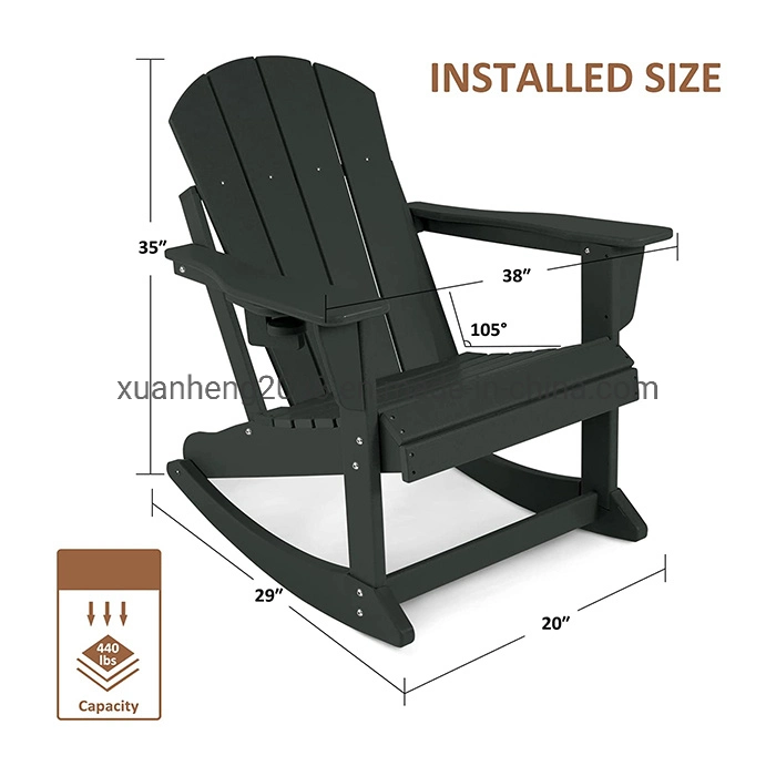 Pliage de plein air de luxe rocking-patio du jardin blanc de la résine plastique HDPE adirondack fauteuil