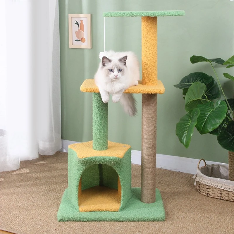 Gatito Casas de madera Entretenimiento gato rascándose poste Plataforma Torre Gato Árbol