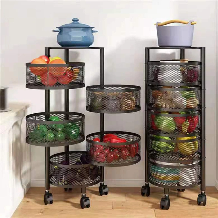 4 Layer Kitchen Rotating Storage Rack Rotating Storage Shelves Fruit Vegetable Rack