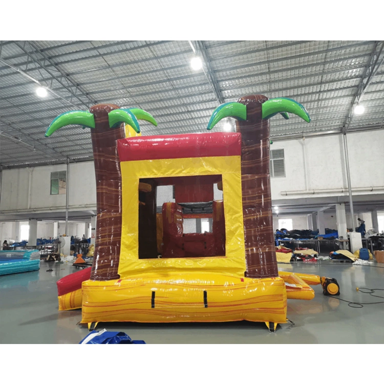 Customized Kids Party Jumpers Tropical Commercial Inflatable Bouncer Dual Lane Rasta Combo Bounce House