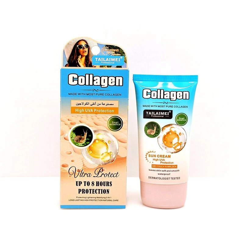 Tailaimei Snail Essence High UVA Protection Collagen Sun Cream Waterproof Sun Block Cream for Face Suncreen Skin Care Suncream