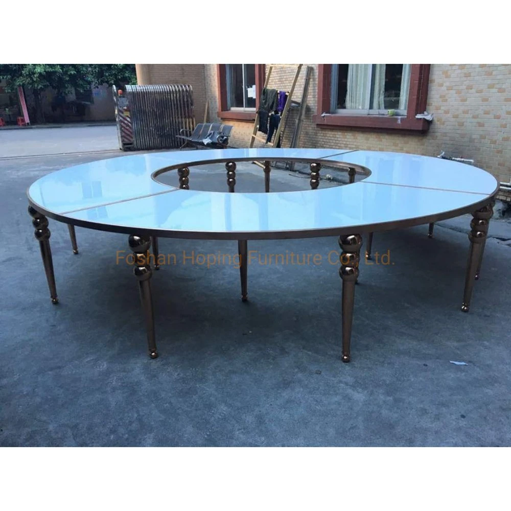 Serpentine Table Gold White Glass Dining Table for Banquet/Hotel/Restaurant/Wedding/Meeting