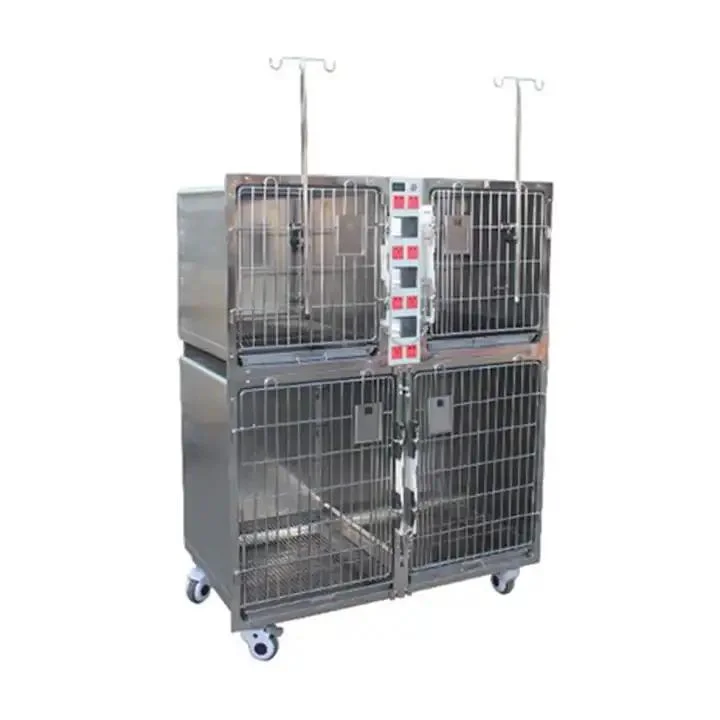 Mt Medical Pet Products 304 Stainless Steel Veterinary ICU Cages Oxygen Pet Cages with Power Socket for Pet Hospital