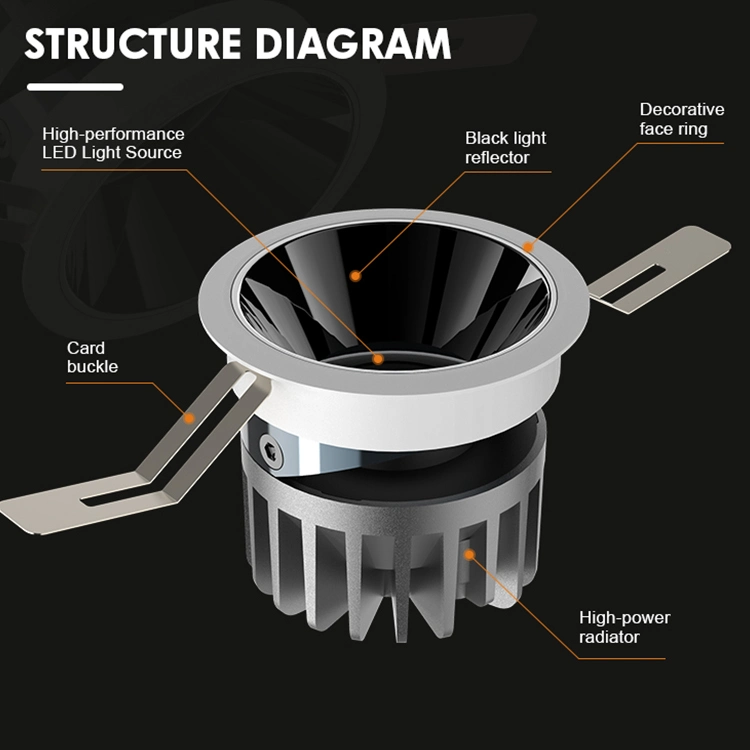 Aluminum Ceiling Recessed COB Spotlight LED Downlight